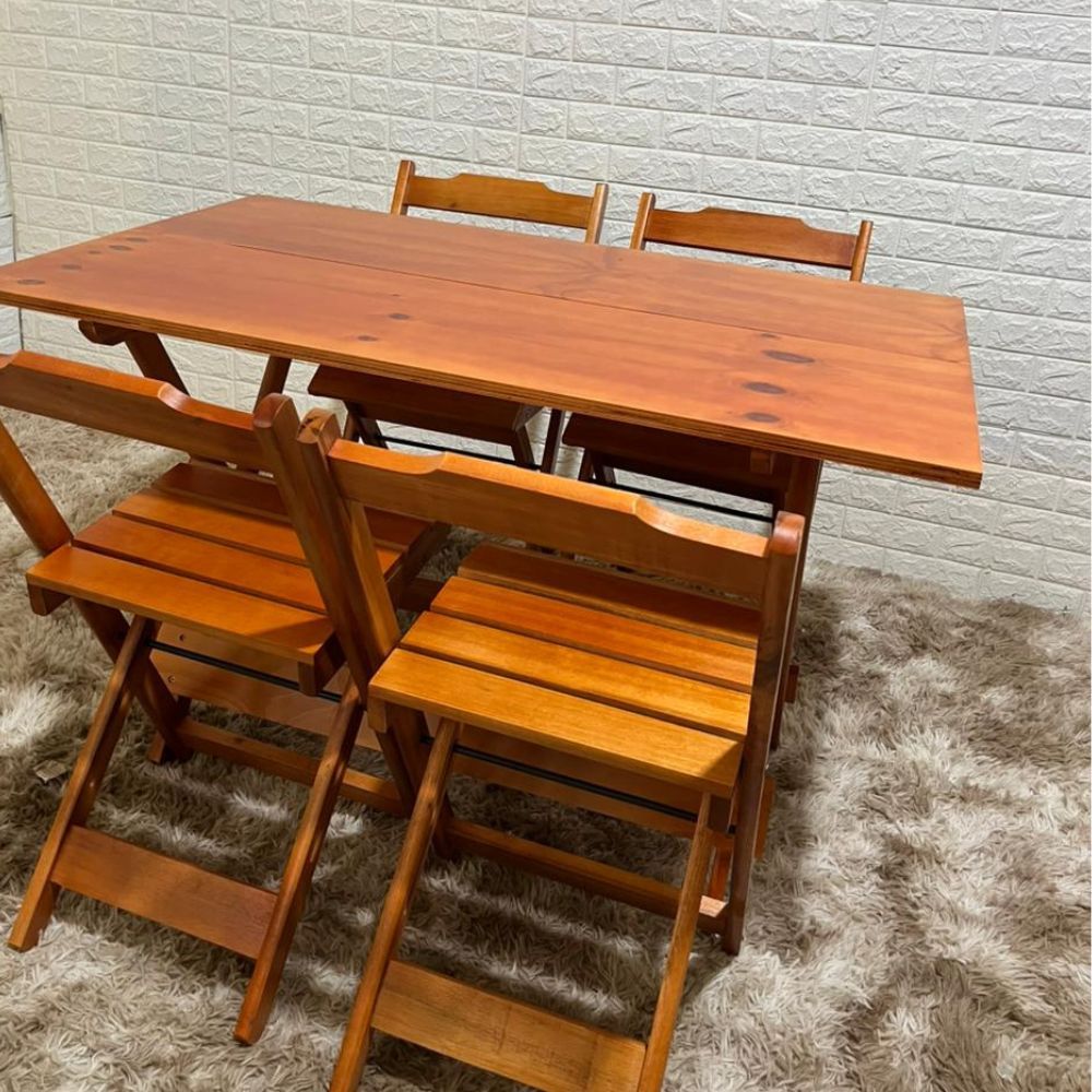 conjunto dobravel 70x70 com 4 cadeiras mel 4